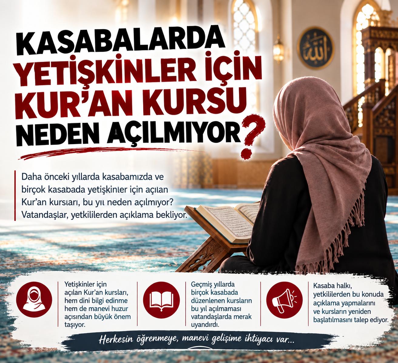 SİNANPAŞA’DA YETİŞKİNLER İÇİN KUR’AN KURSU TALEBİ