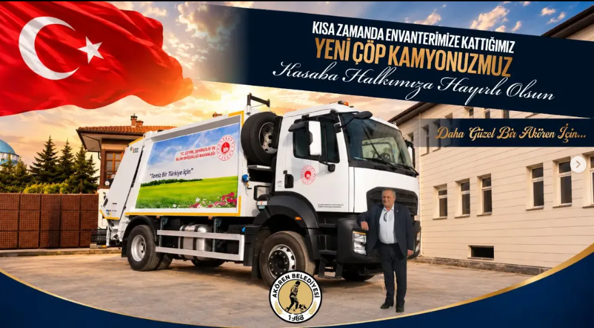 Başkan Hacı Candan Duyurdu: Akören’e Yeni Çöp Kamyonu